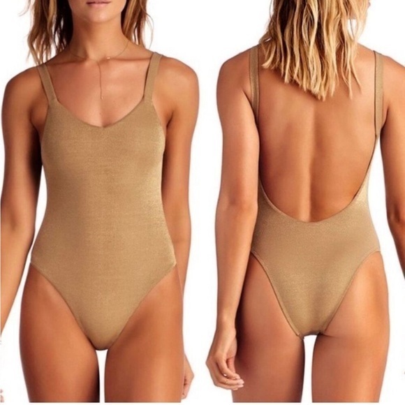 Vitamin A Other - New Vitamin A by Amahila Stevens Leah High Cut Leg Swimsuit Bronze Metallic Gold